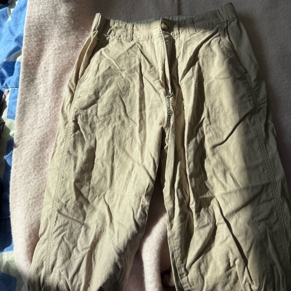 Uniqlo Beige Cotton-Linen Pants
